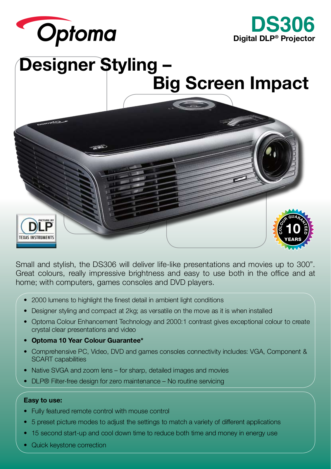 Optoma DS306 Product Sheet