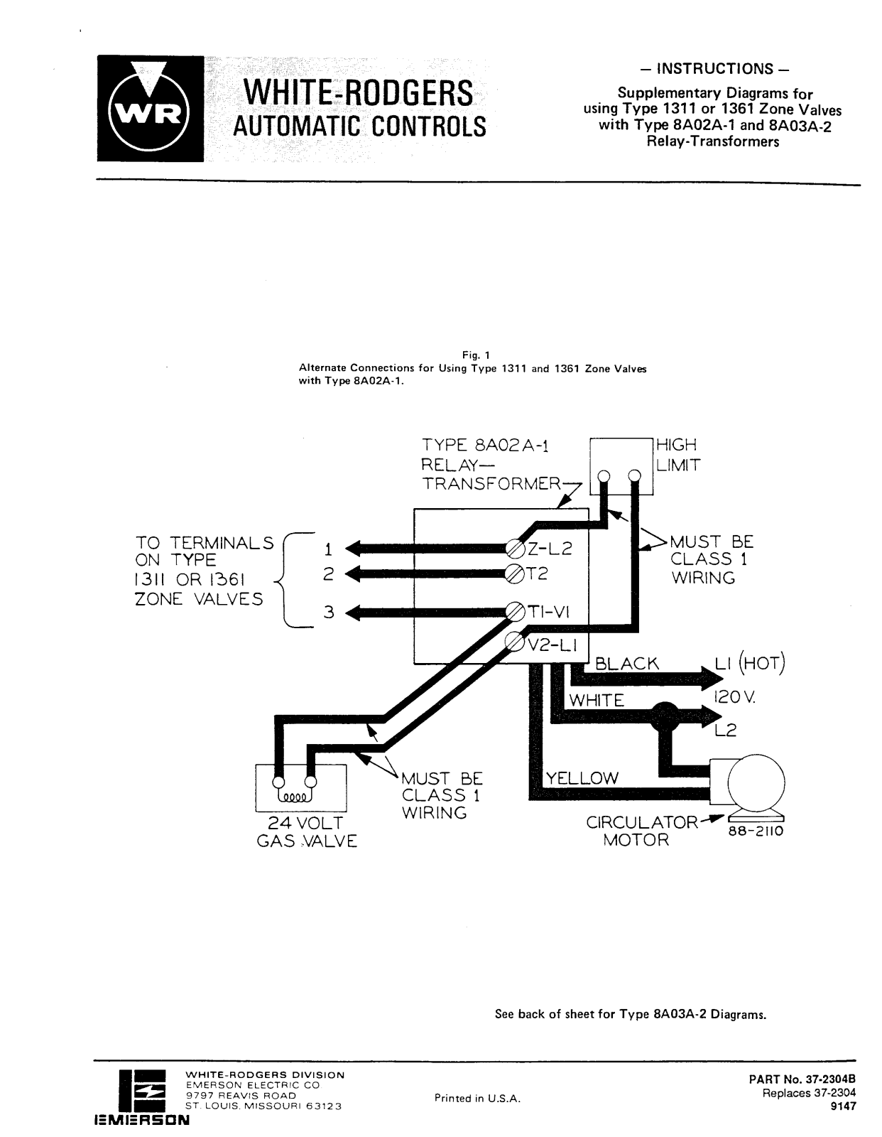 White Rodgers 36-2304B User Manual