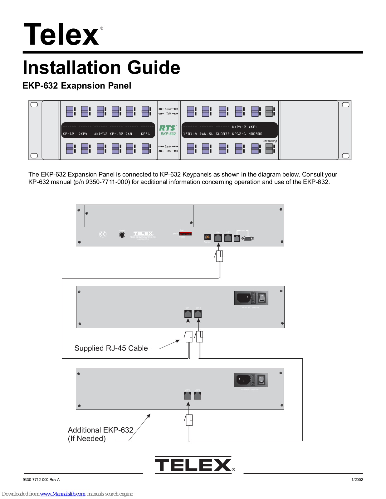 Telex EKP-632, KP-632, RTS EKP-632 Installation Manual