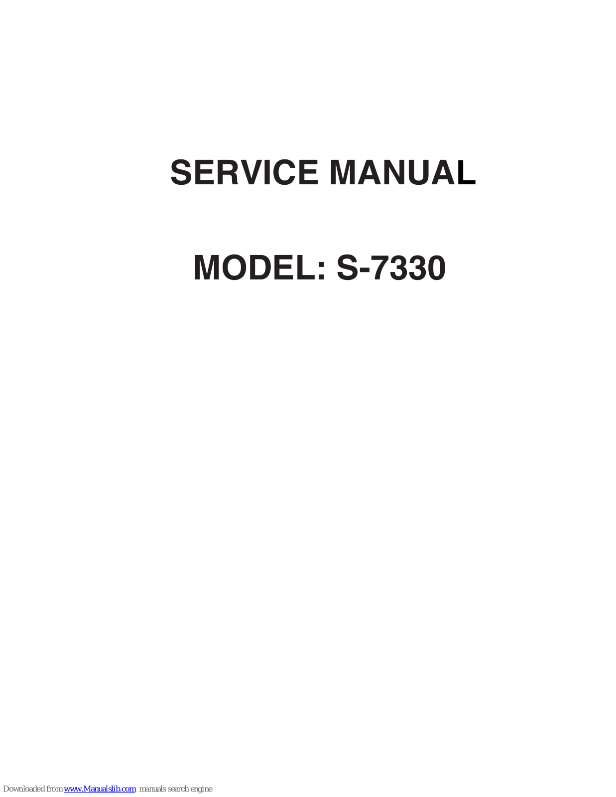 Janome S-7330 Service Manual