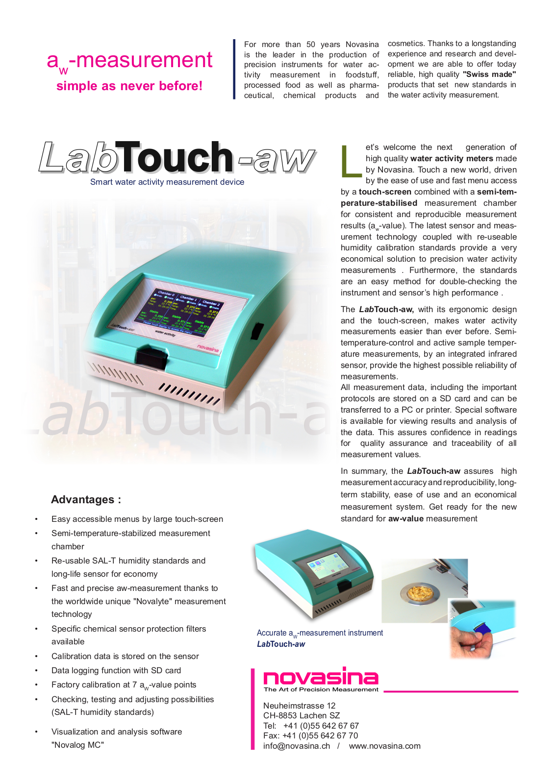 Novasina LabTouch-aw Data Sheet