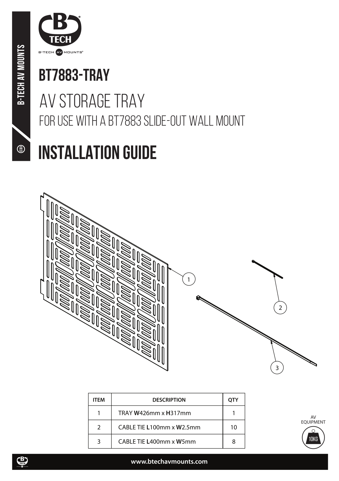 B-Tech BT7883-TRAY User guide - ManualMachine.com