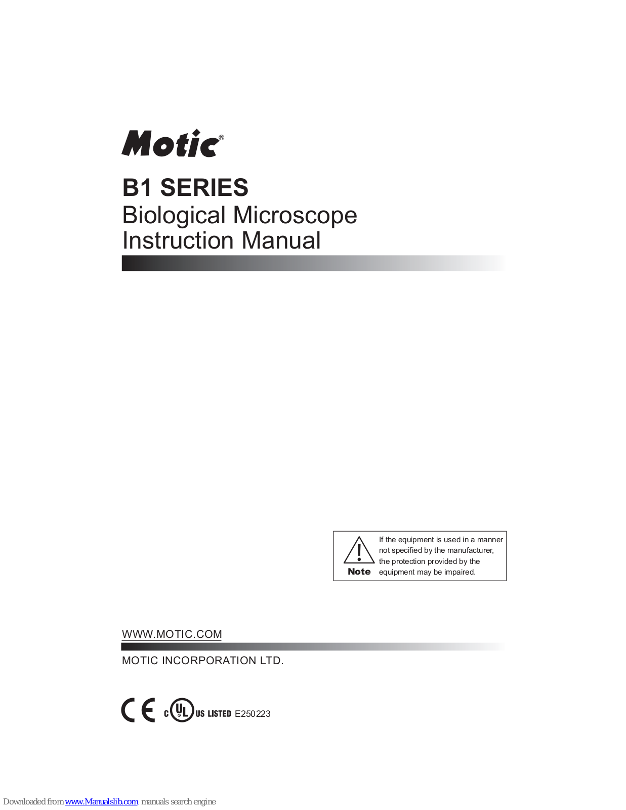 Motic B1 Instruction Manual