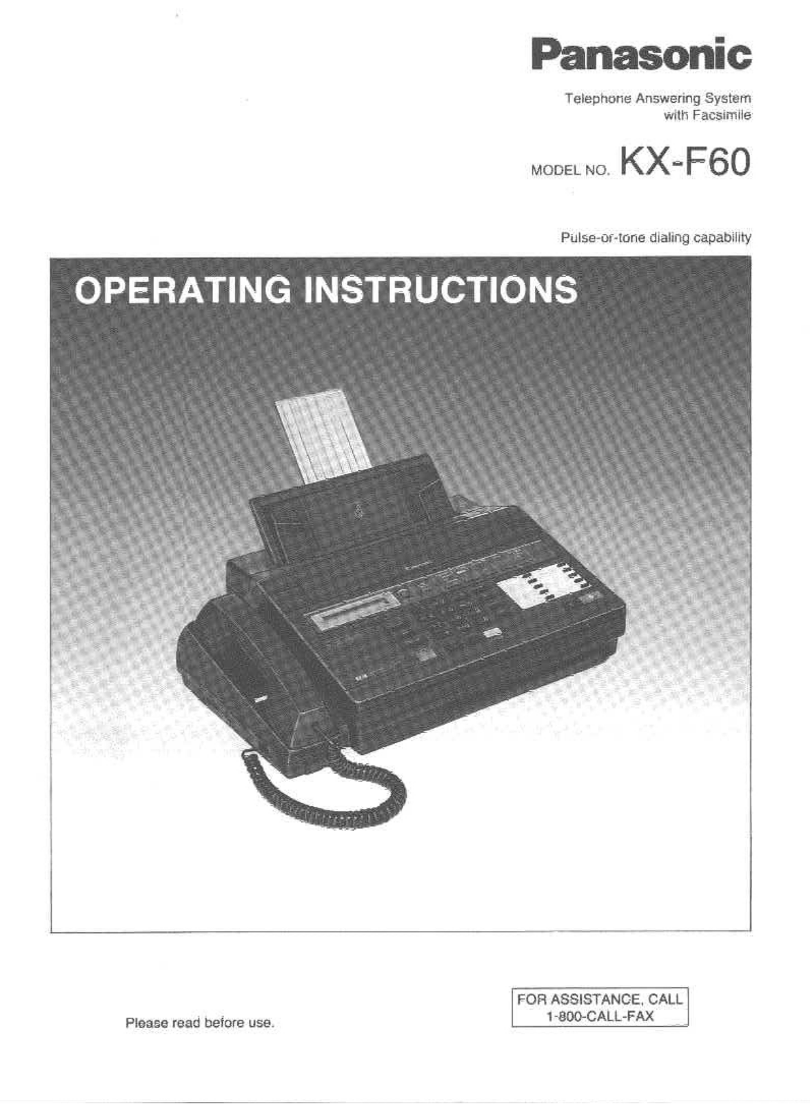 Panasonic KX-F60 Operating Instruction