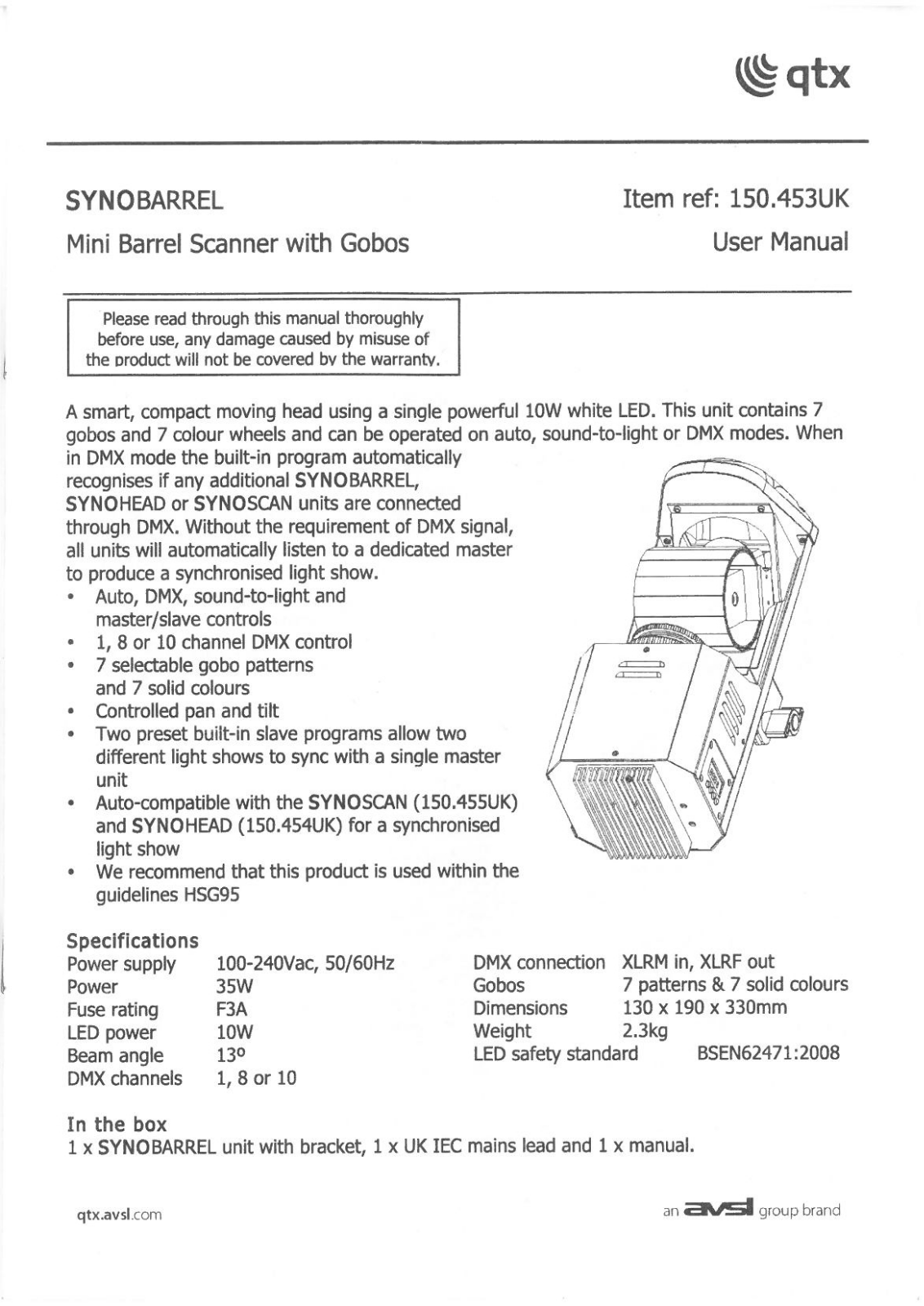 Qtx Synobarrel User Manual