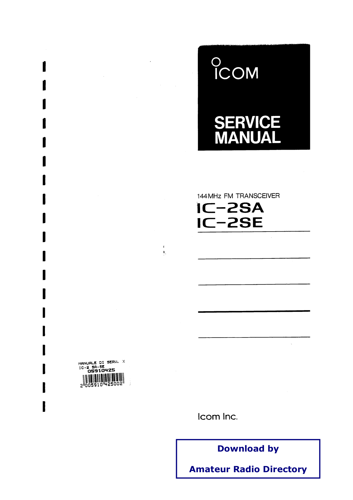 Icom IC2SE User Manual