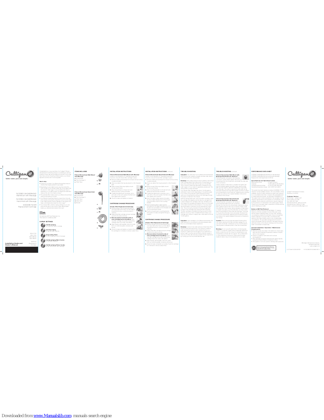 Culligan WSH-C125, HSH-BN135, HSH-C135, WSH-BN125 Installation Manual And Owner's Manual