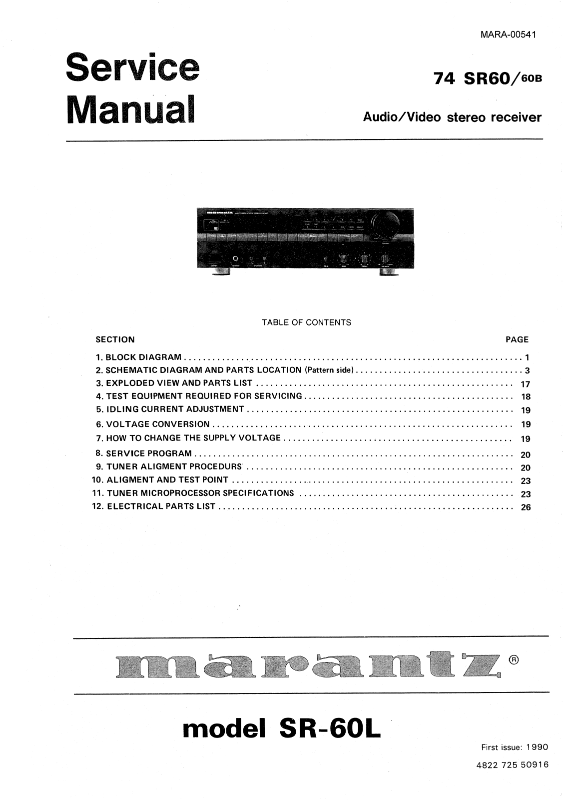 Marantz SR-60-L Service Manual