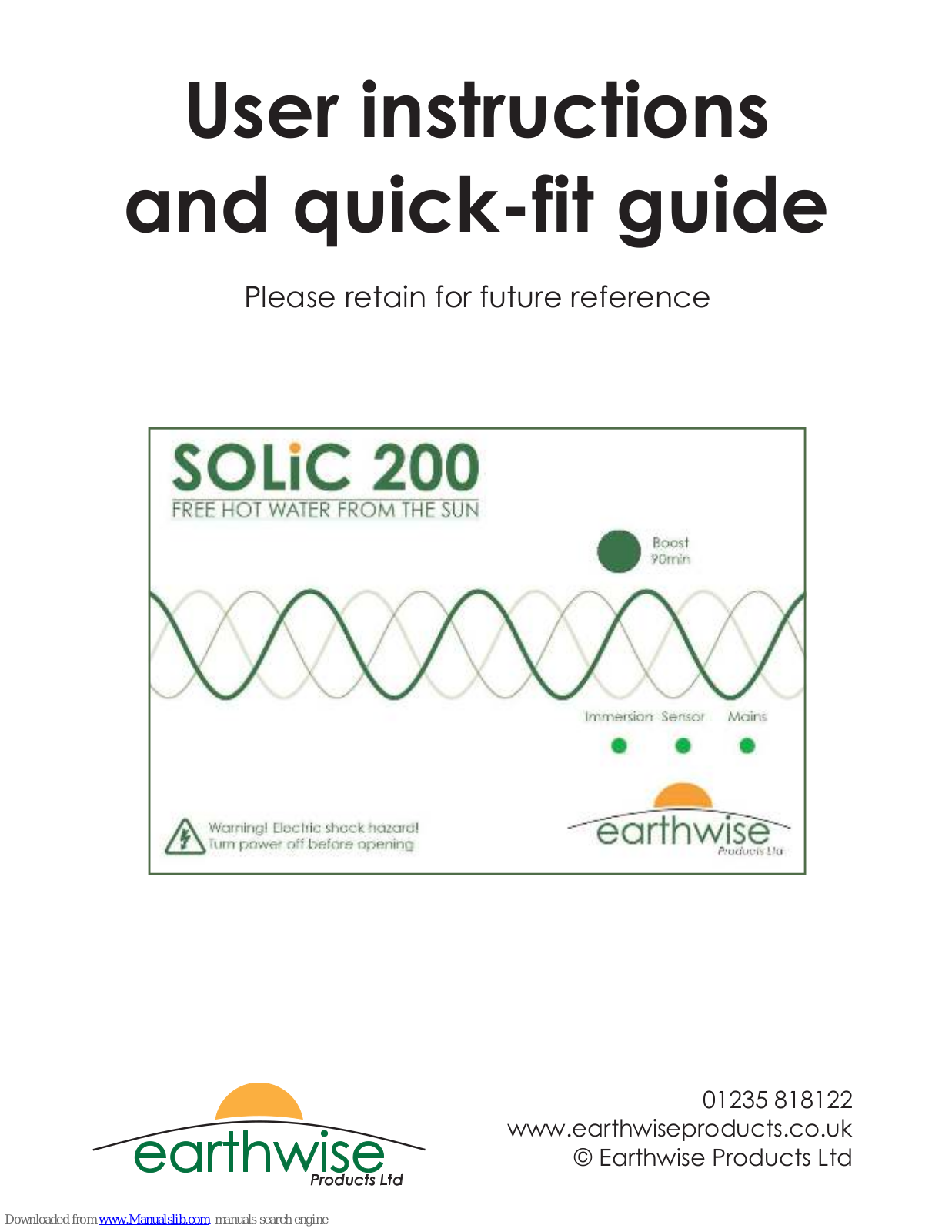 EarthWise SOLiC 200 User Instructions And Quick-fit Manual