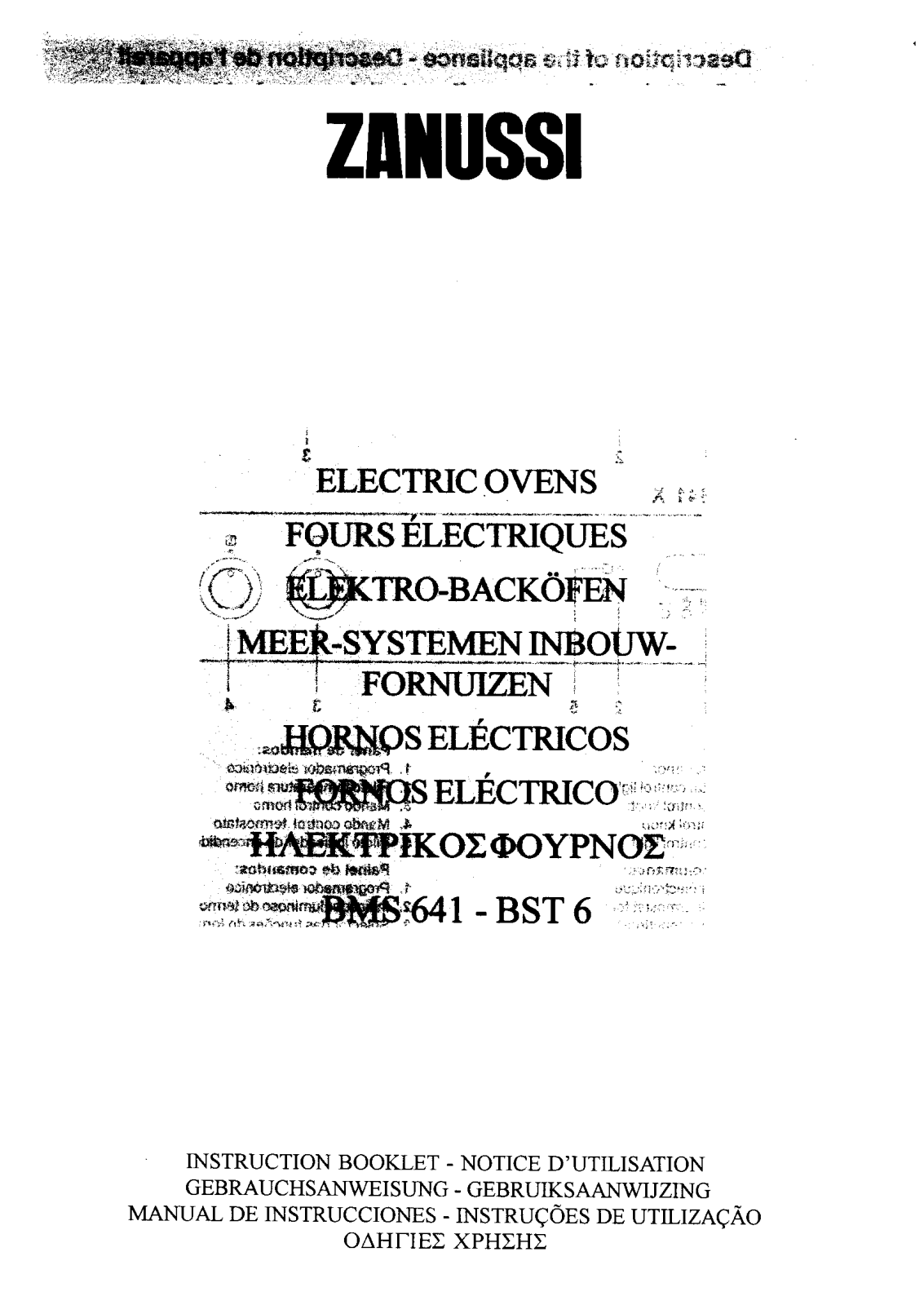 Zanussi BMS641N, BMS641W, BMS641X, BMS641A, BMS641Y User Manual