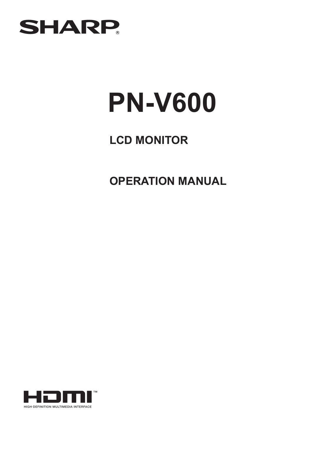 Sharp PN-V600 User Manual