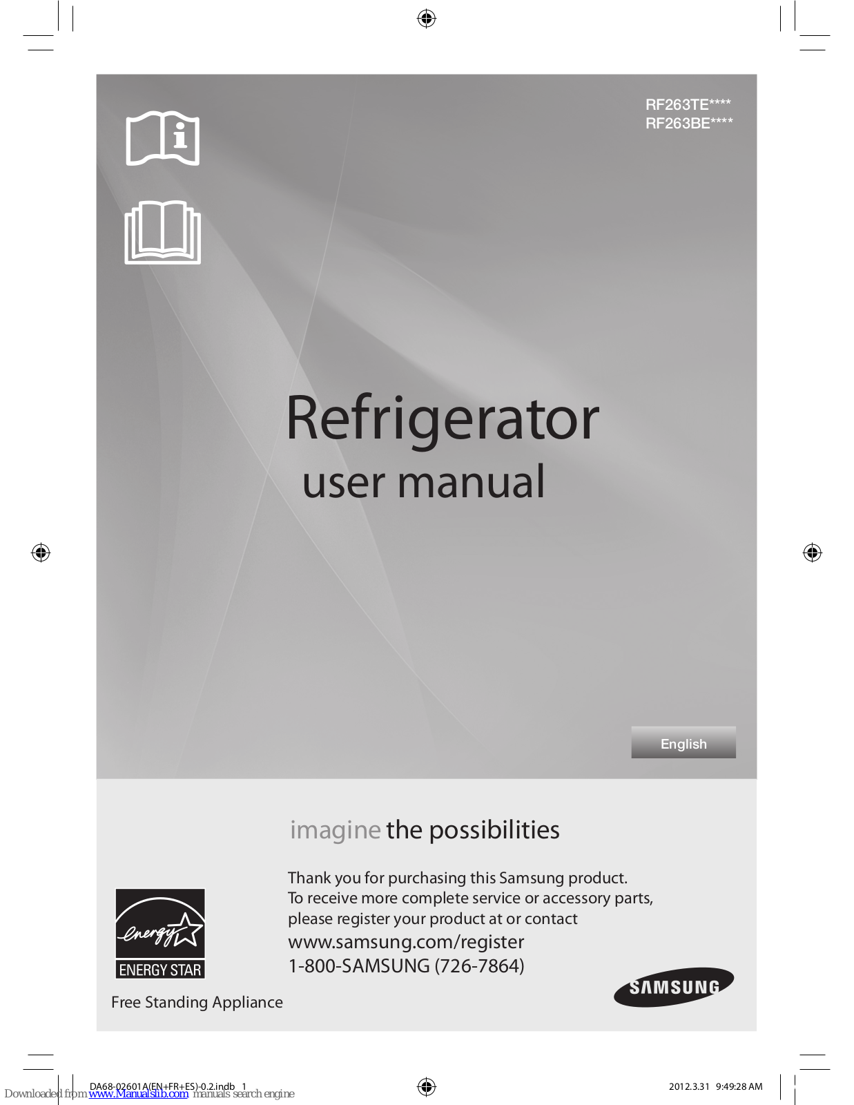 Samsung RF263TEAESP, RF263TE Series, RF263BE Series, rf263beaesg, RF263TEAESG User Manual