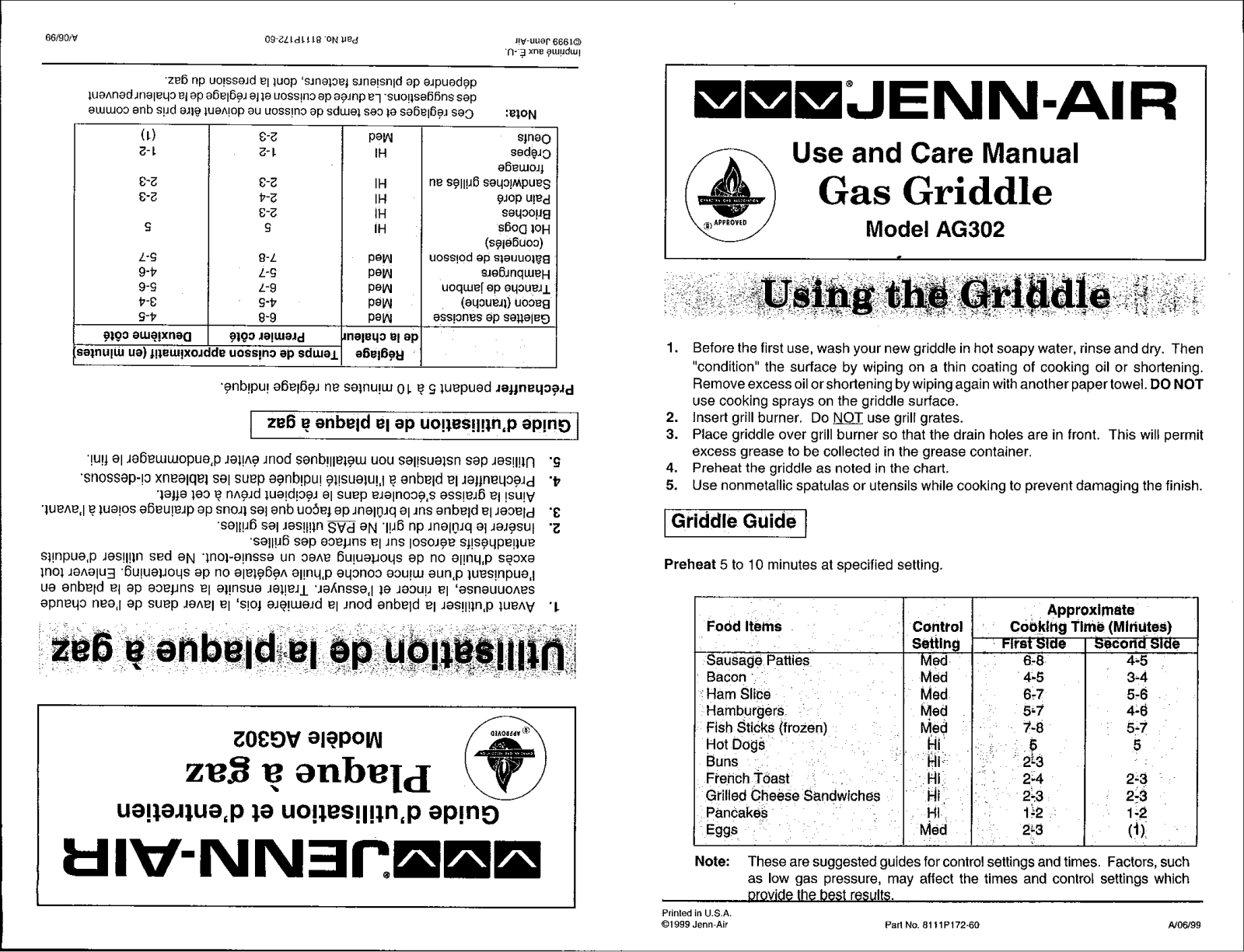 JennAir AG302 Owner's Manual