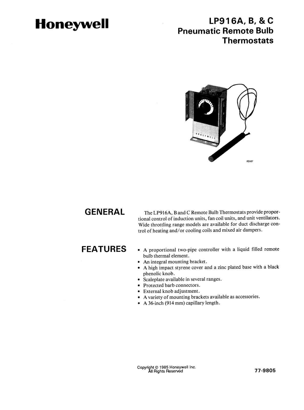 Honeywell LP916A, LP916B, LP916C Data Sheet