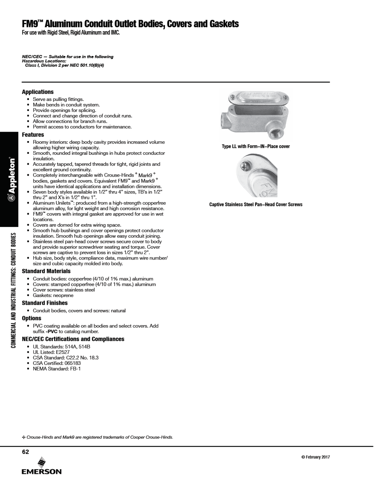 Appleton FM9 Catalog Page