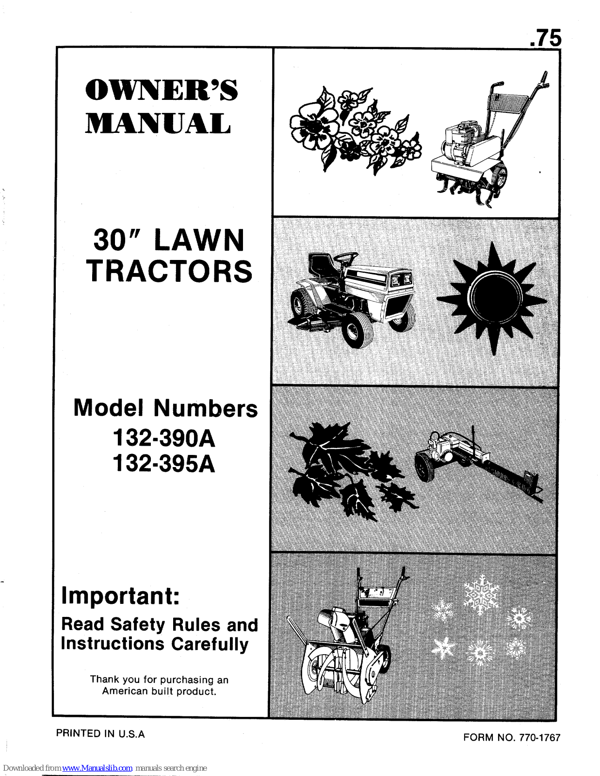 MTD 132-390A, 132-395A Owner's Manual