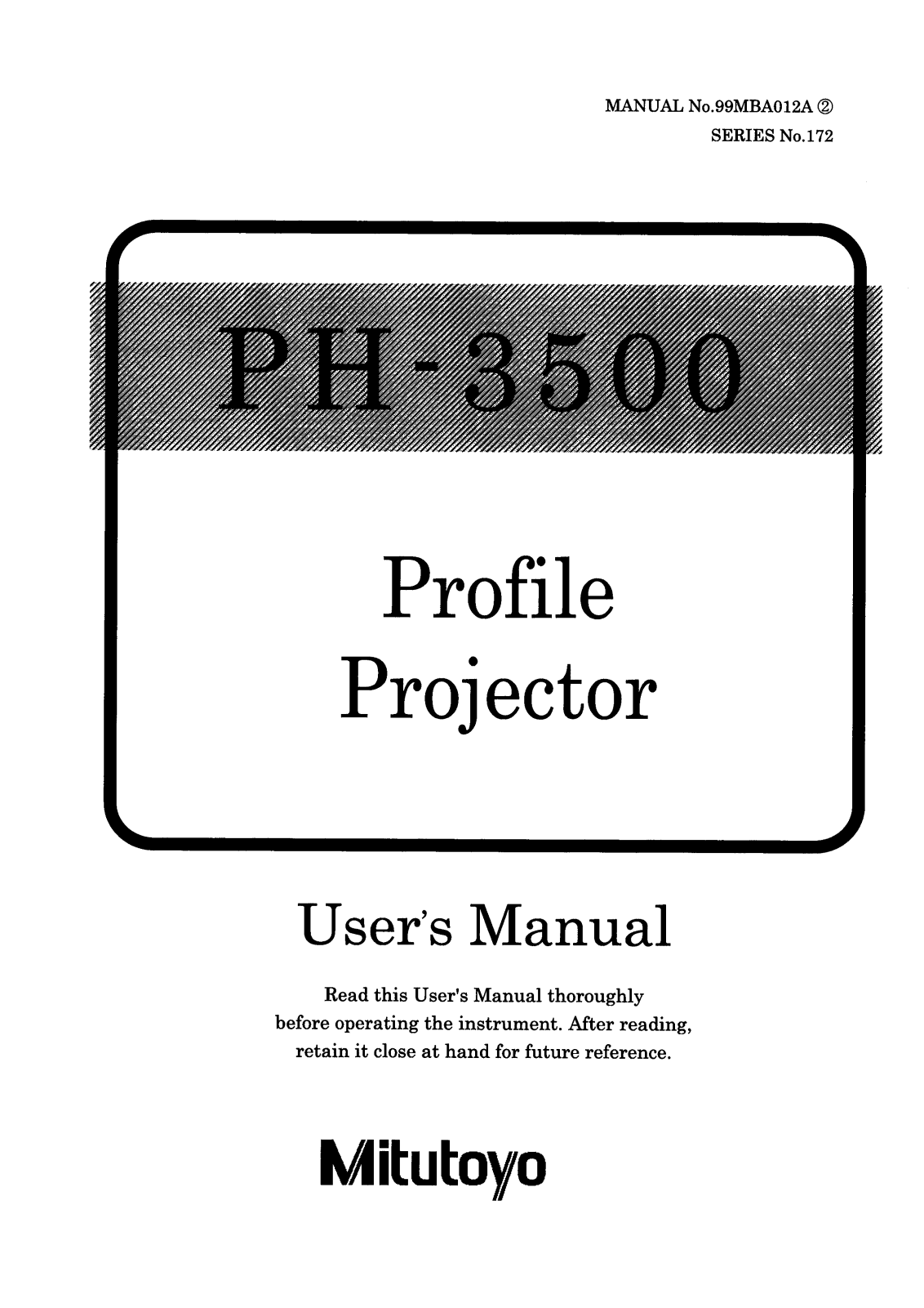 Mitutoyo PH-3500 User Manual