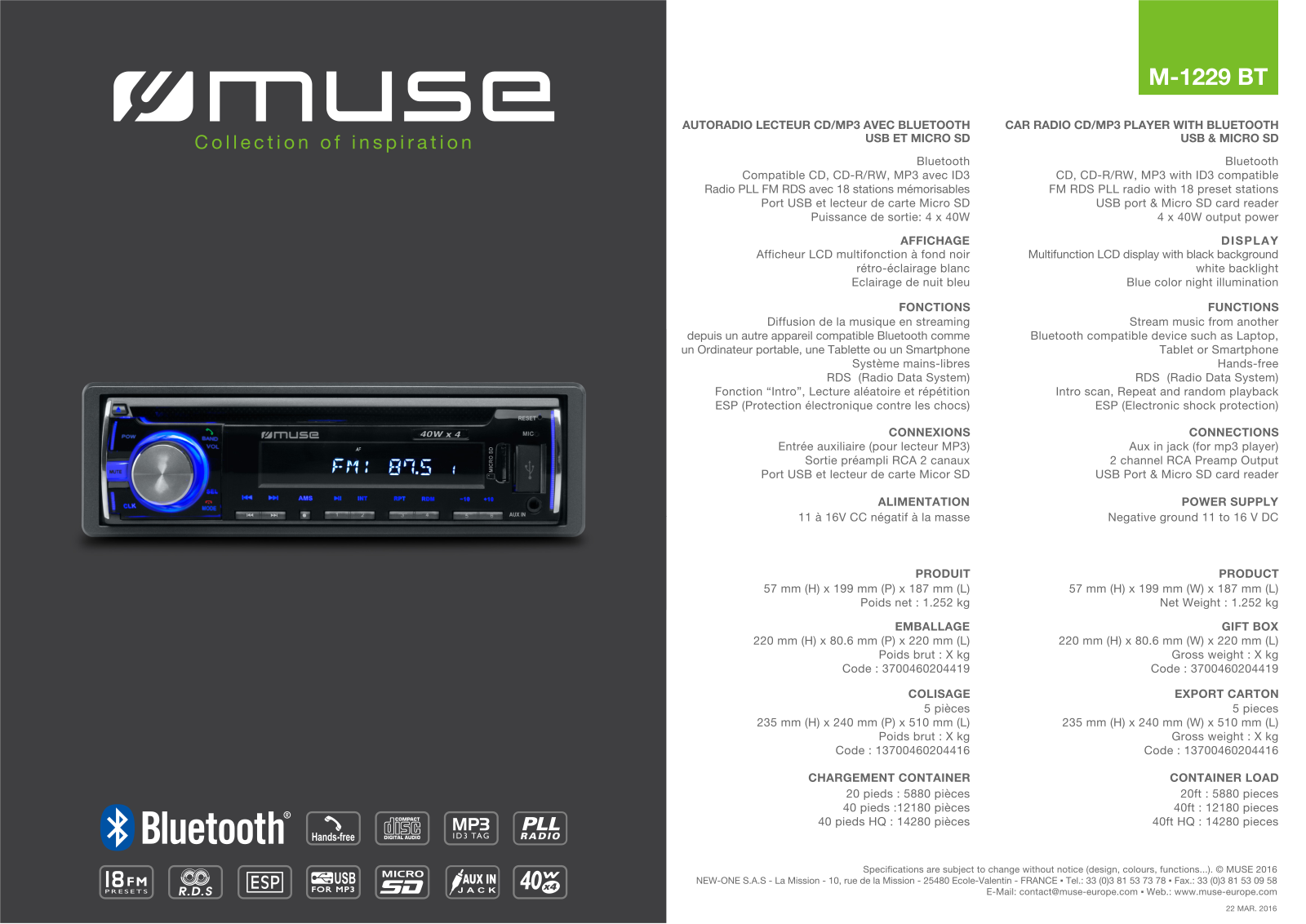 Muse M-1229 BT User Manual