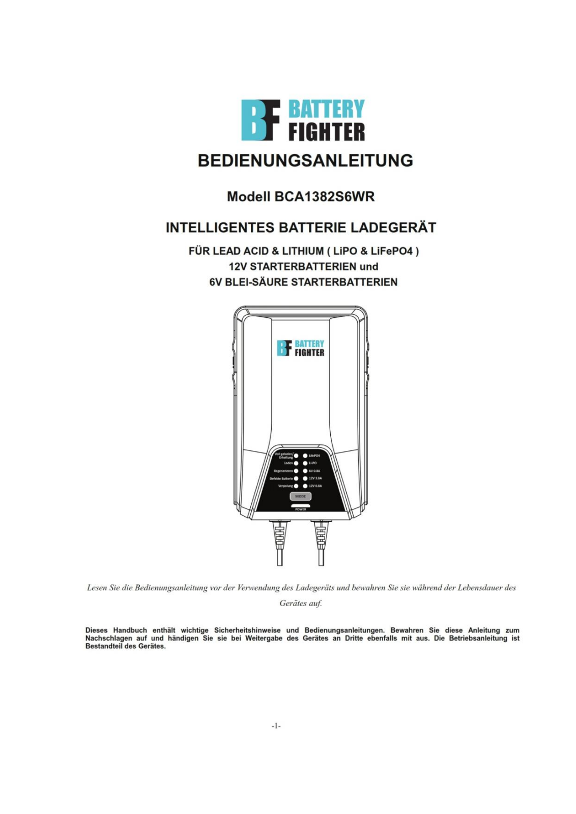 Battery Fighter BCA1382S6WR User Manual