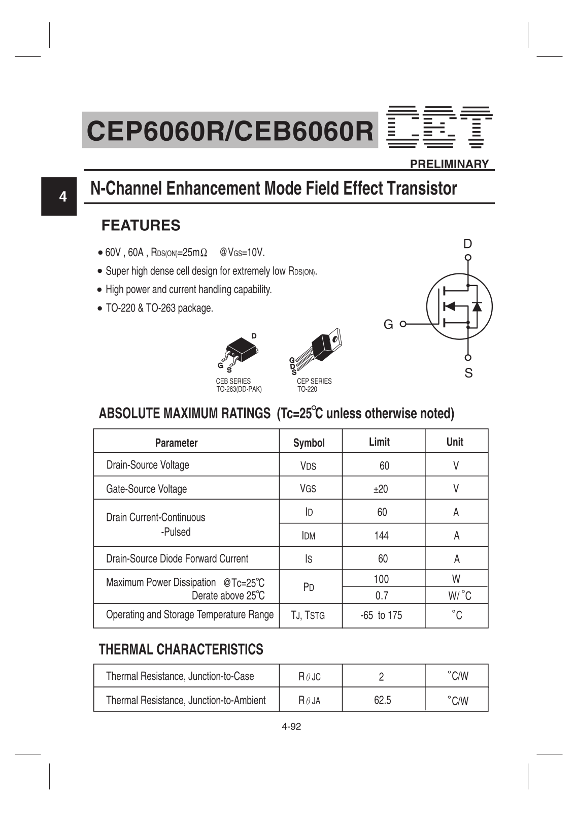 CET CEP6060R, CEB6060R Datasheet