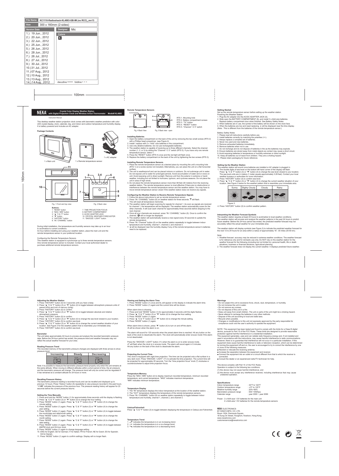 King s NEXA 2 2012, NEXA 1 2012 User Manual