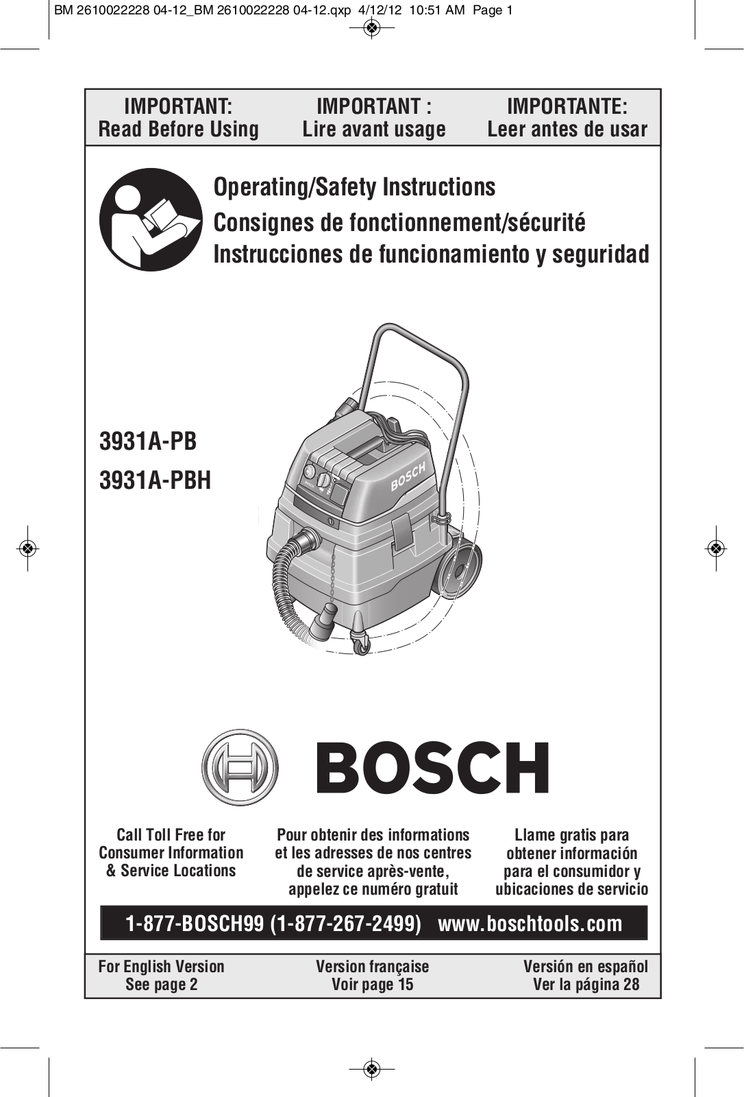 Bosch Power Tools 3931A-PB User Manual