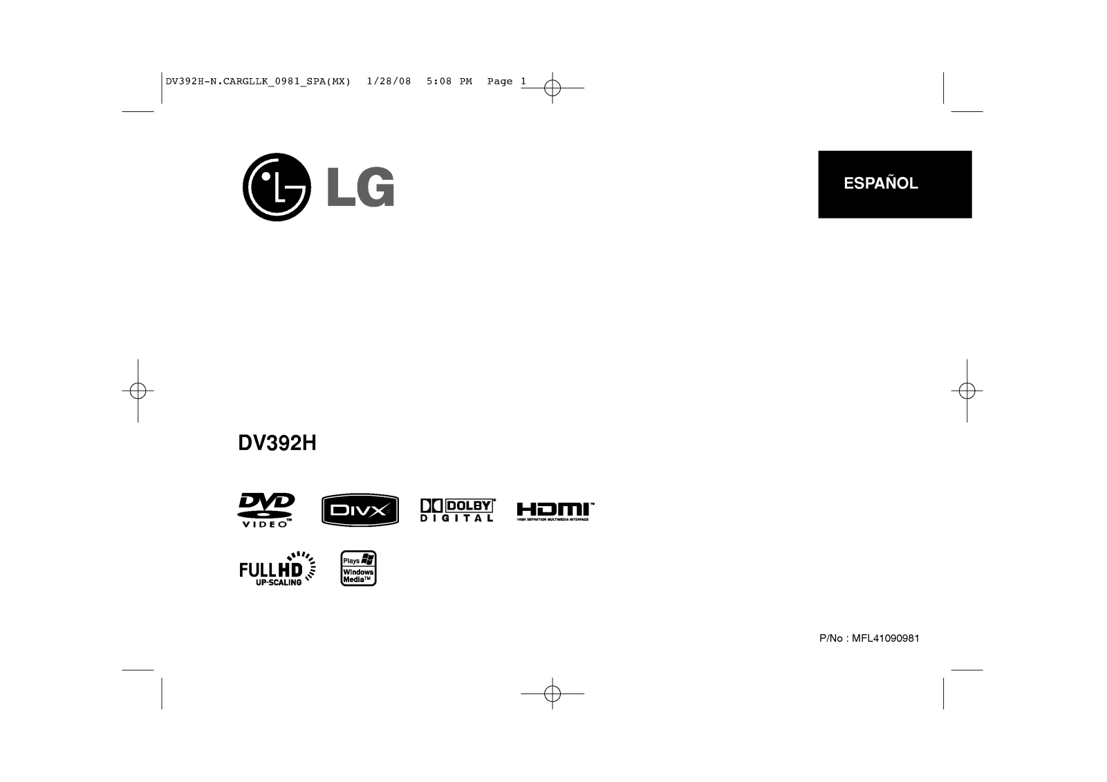 Lg DV392H User Manual