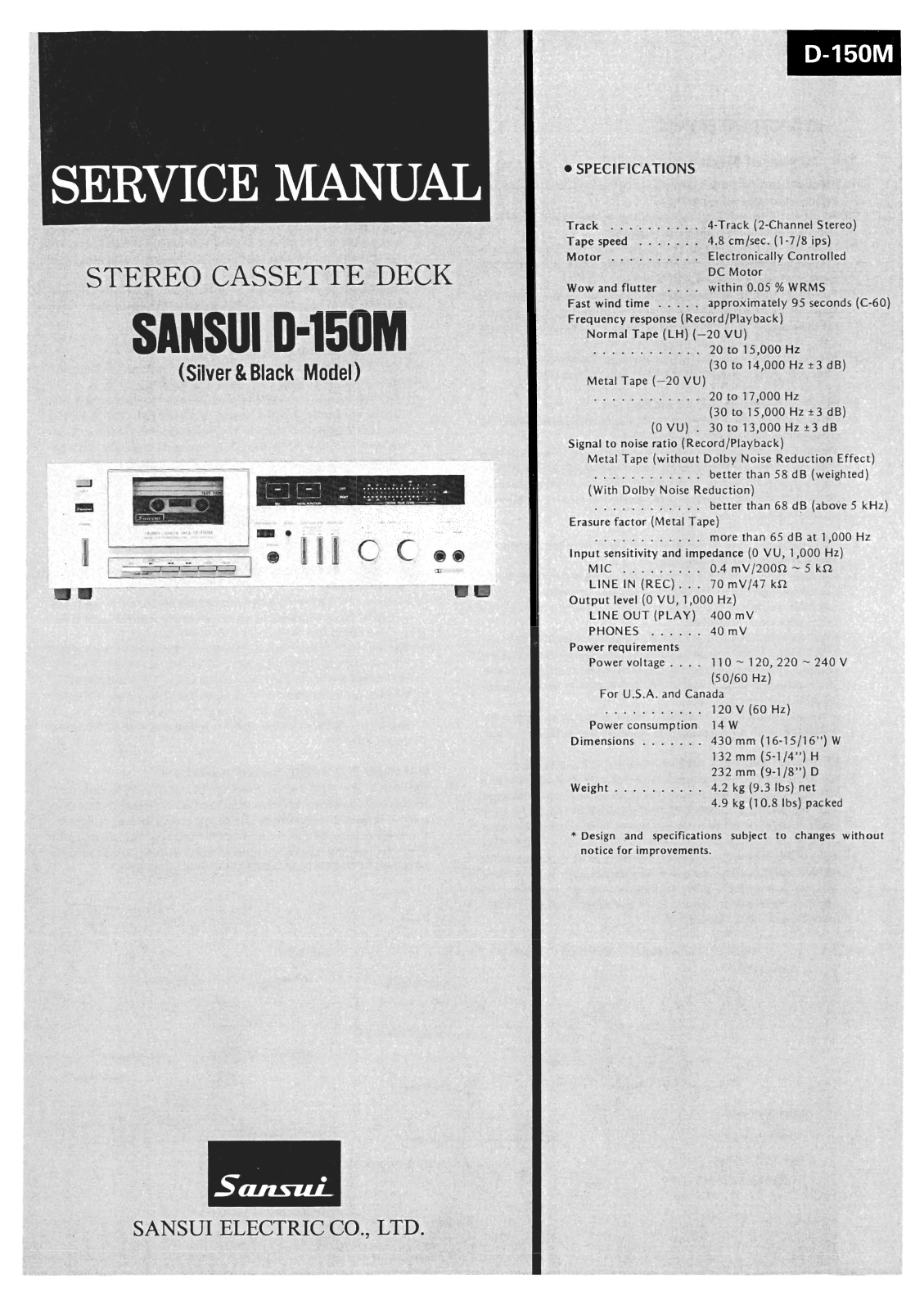 Sansui D-150-M Service Manual