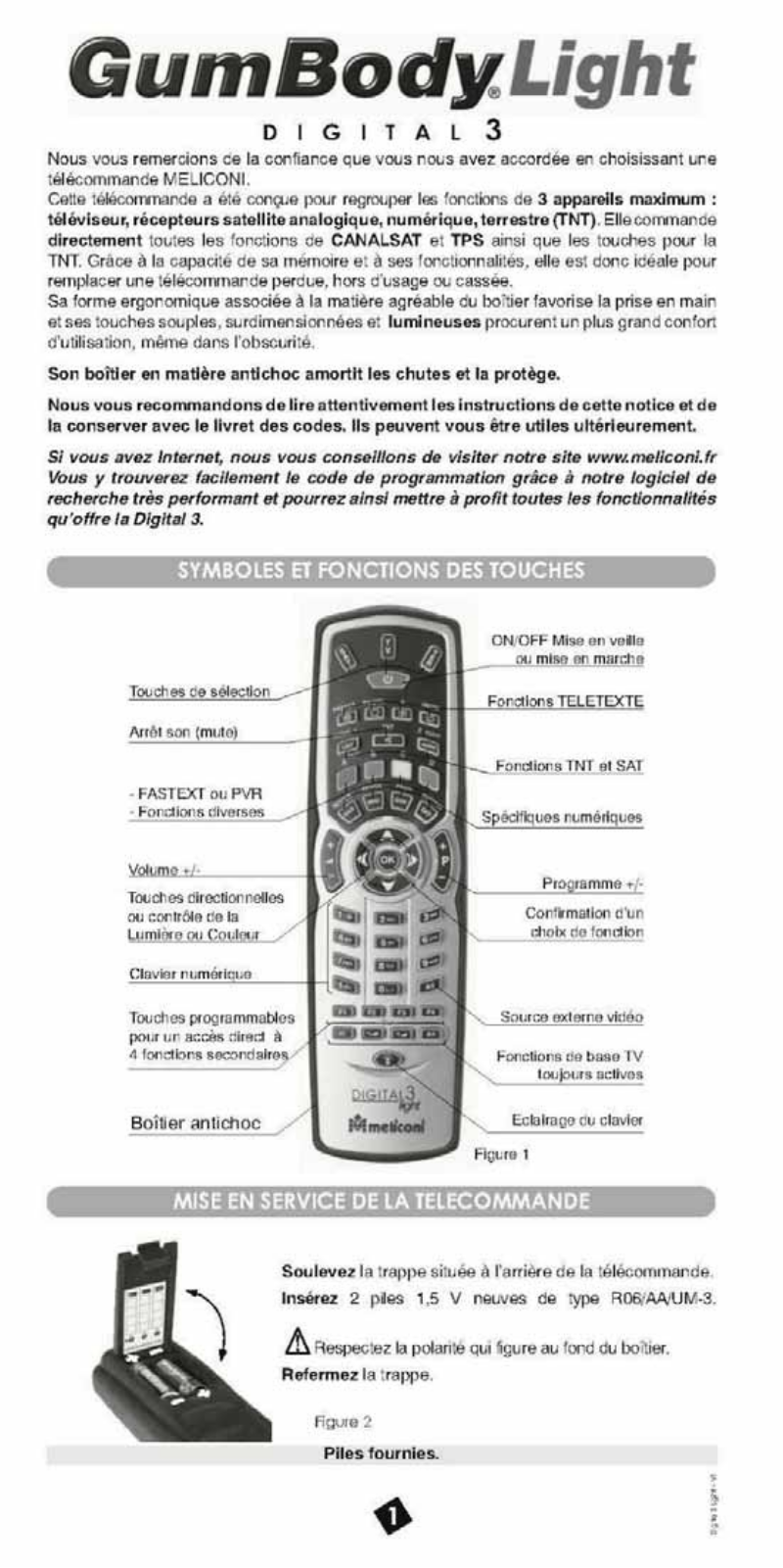 MELICONI DIGITAL 3 LIGHT User Manual