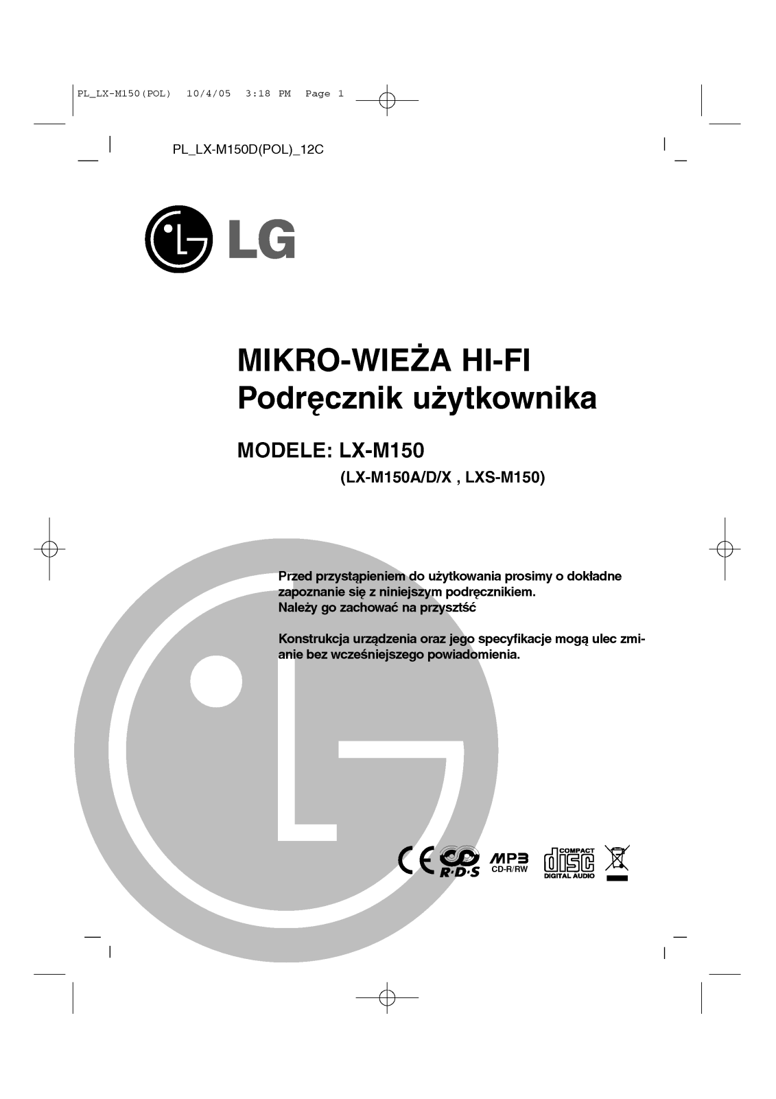 Lg LX-M150D User Manual