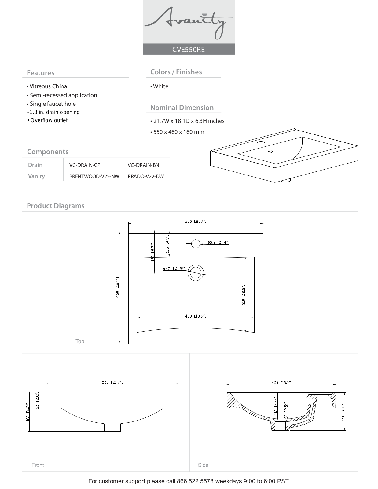 Avanity AVN1326 Specifications & Dimensions - ManualMachine.com