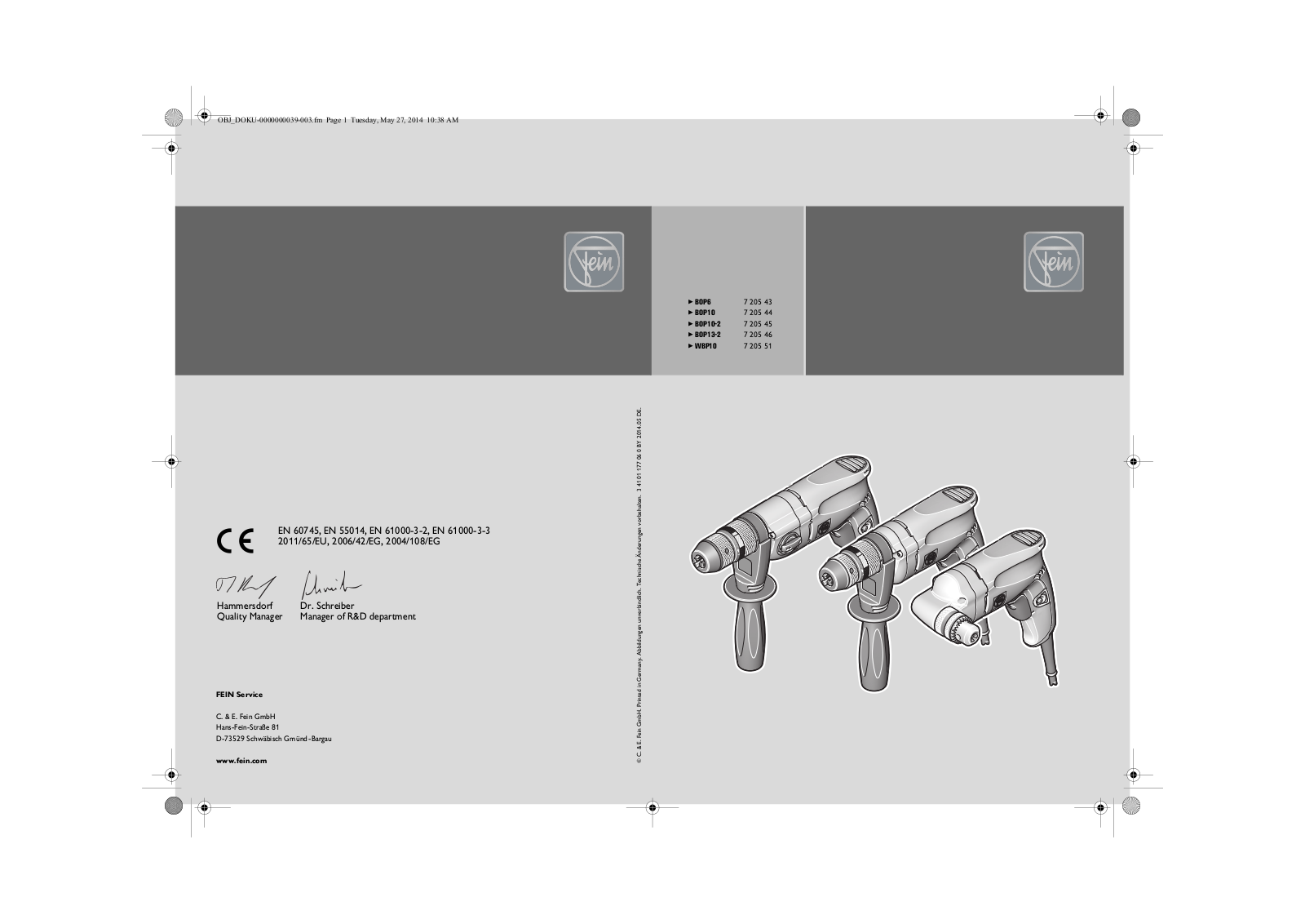 Fein BOP6, BOP10 User guide