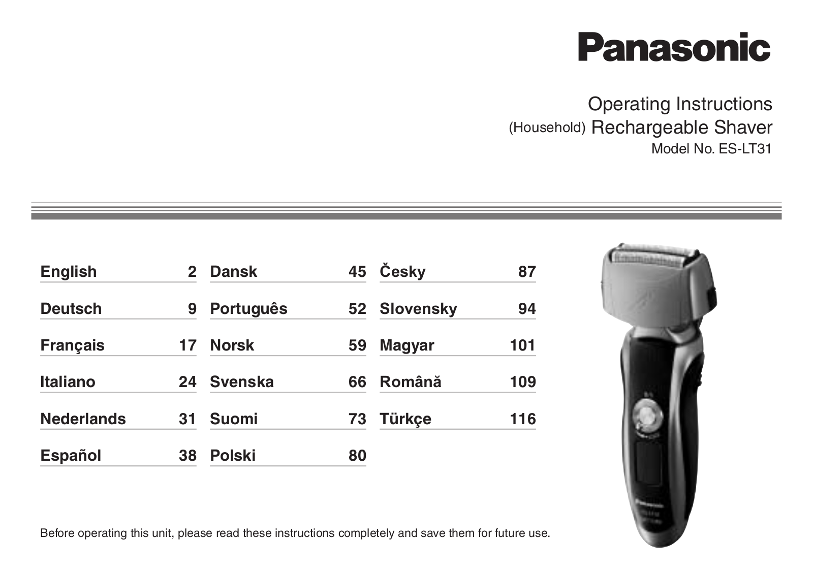 Panasonic ESLT31 User Manual