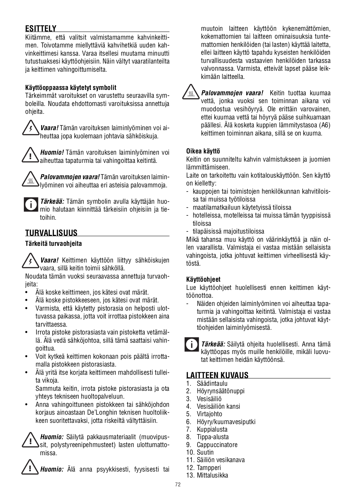 Delonghi ECO 310 Instructions Manual