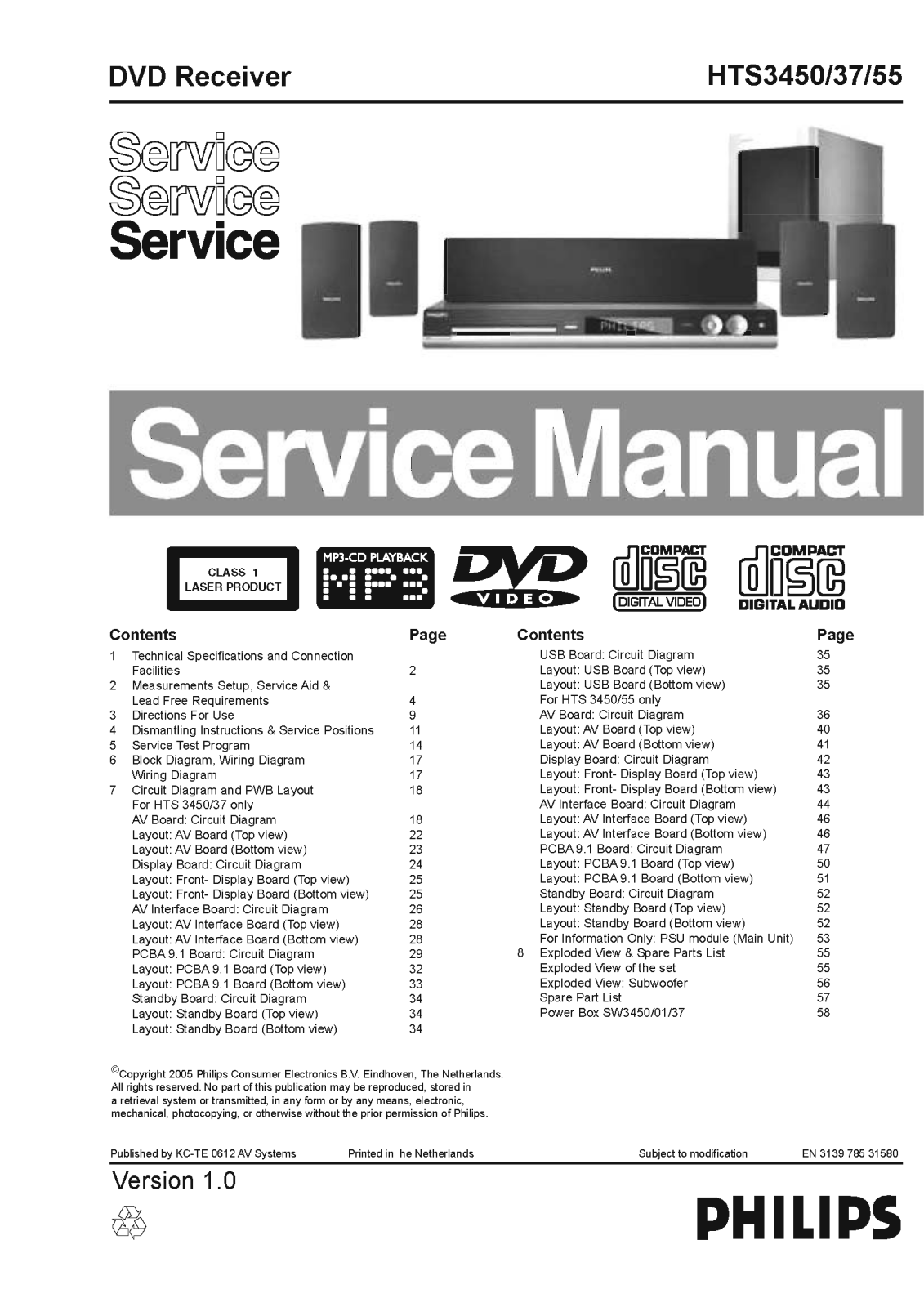 Philips HTS-3450 Service Manual