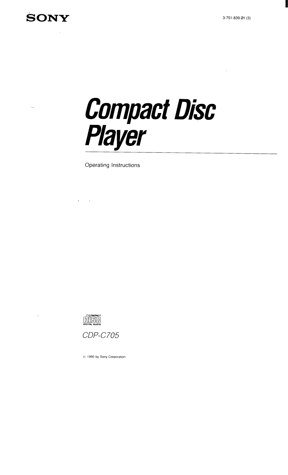 Sony CDP-C705 User Manual