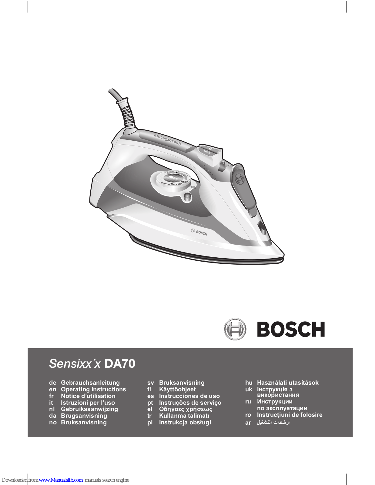 Bosch Sensixx'x DA70 Operating Instructions Manual