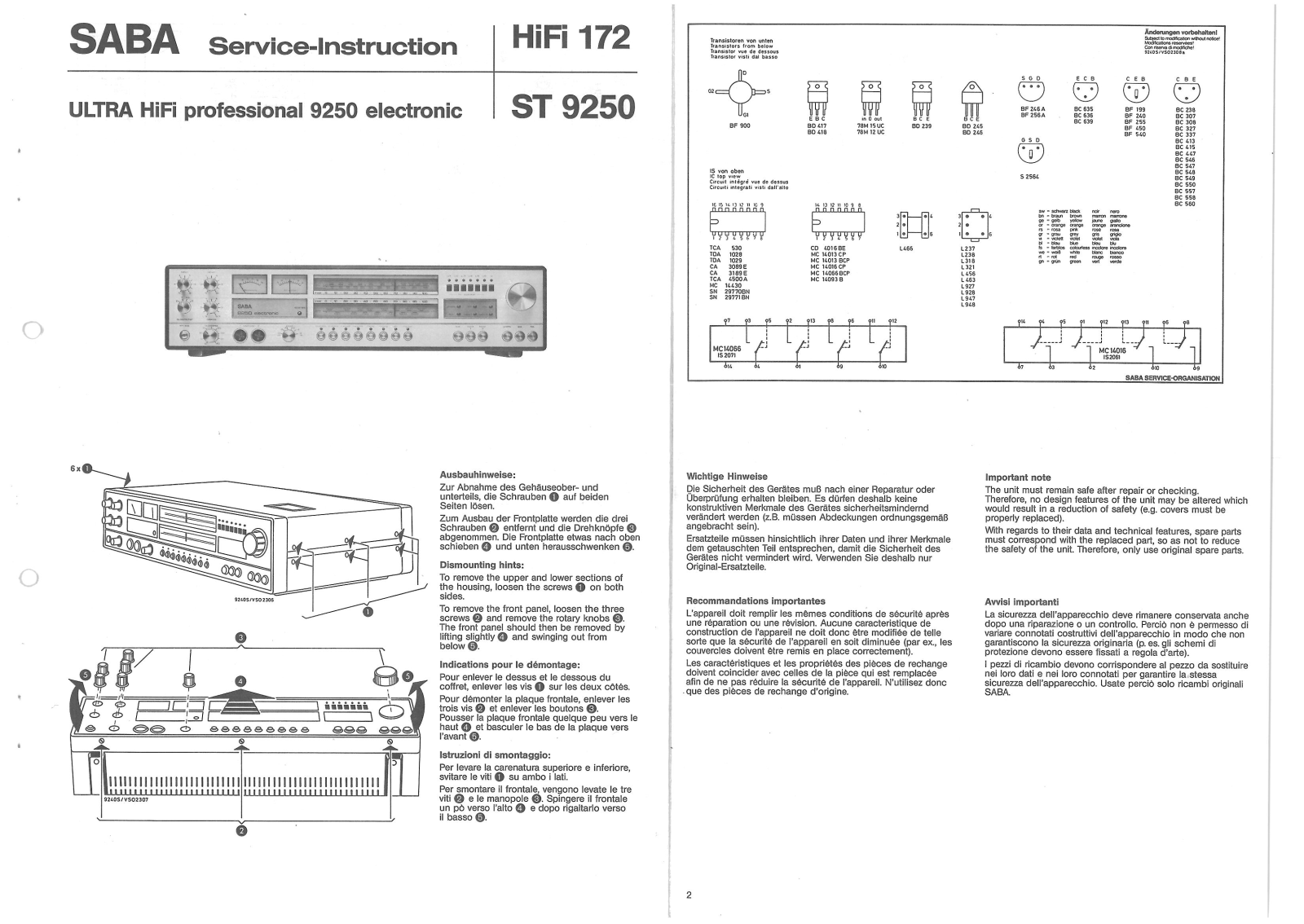 Saba ST-9250 Service manual