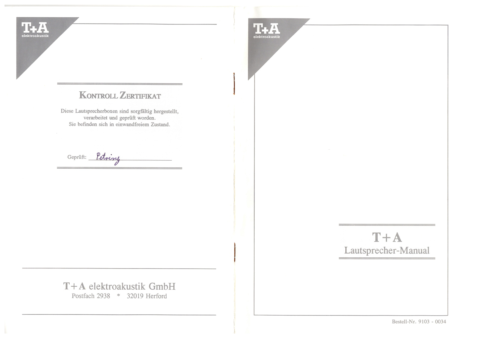 T+A Loudspeaker User Manual