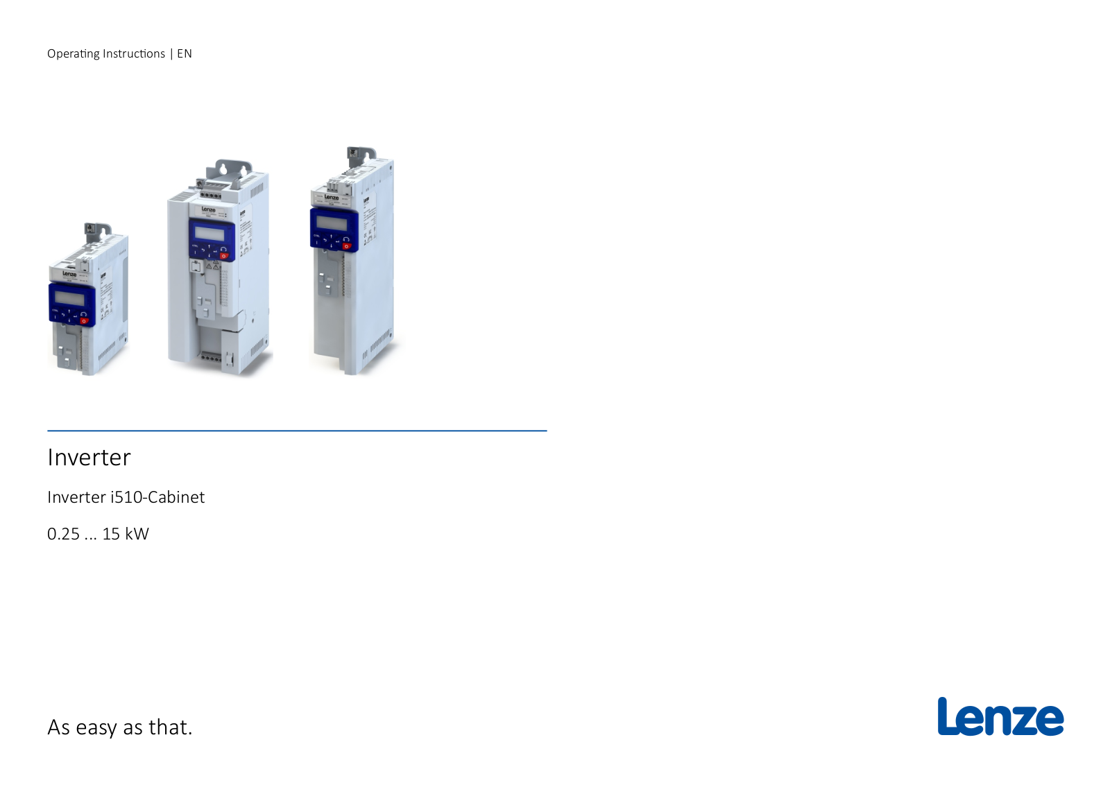 Lenze i500 Series, i510 Series, i51AE Series Operating Instructions Manual