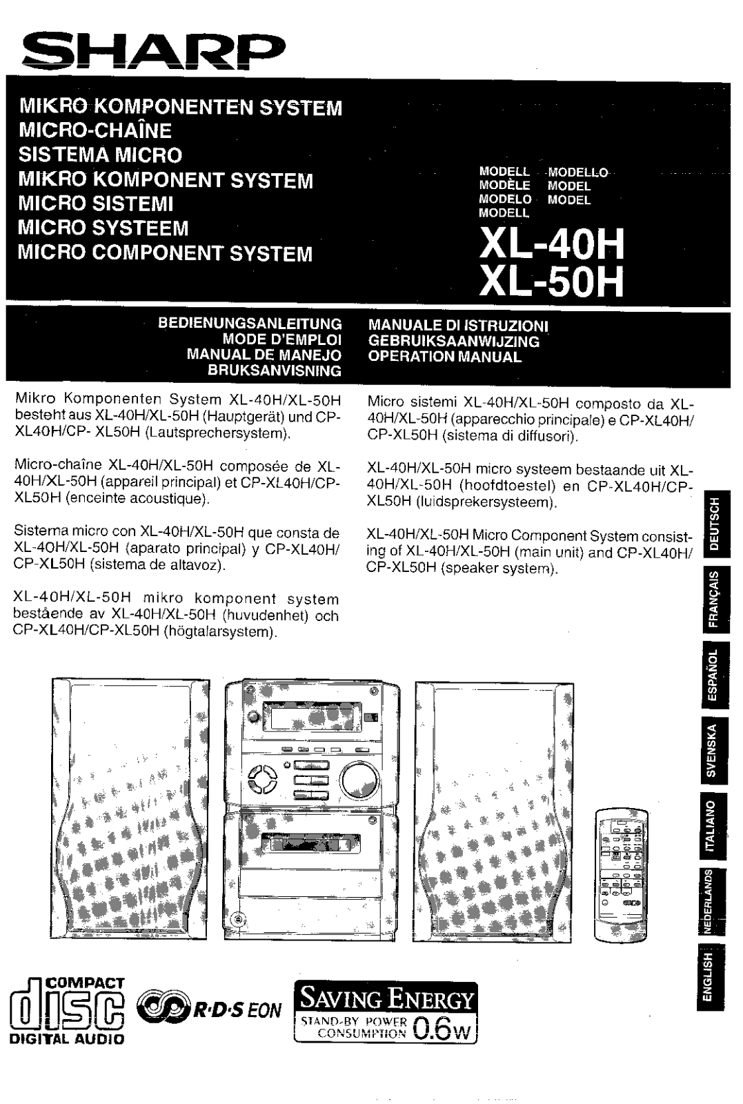 Sharp XL-40H, XL-50H User Manual