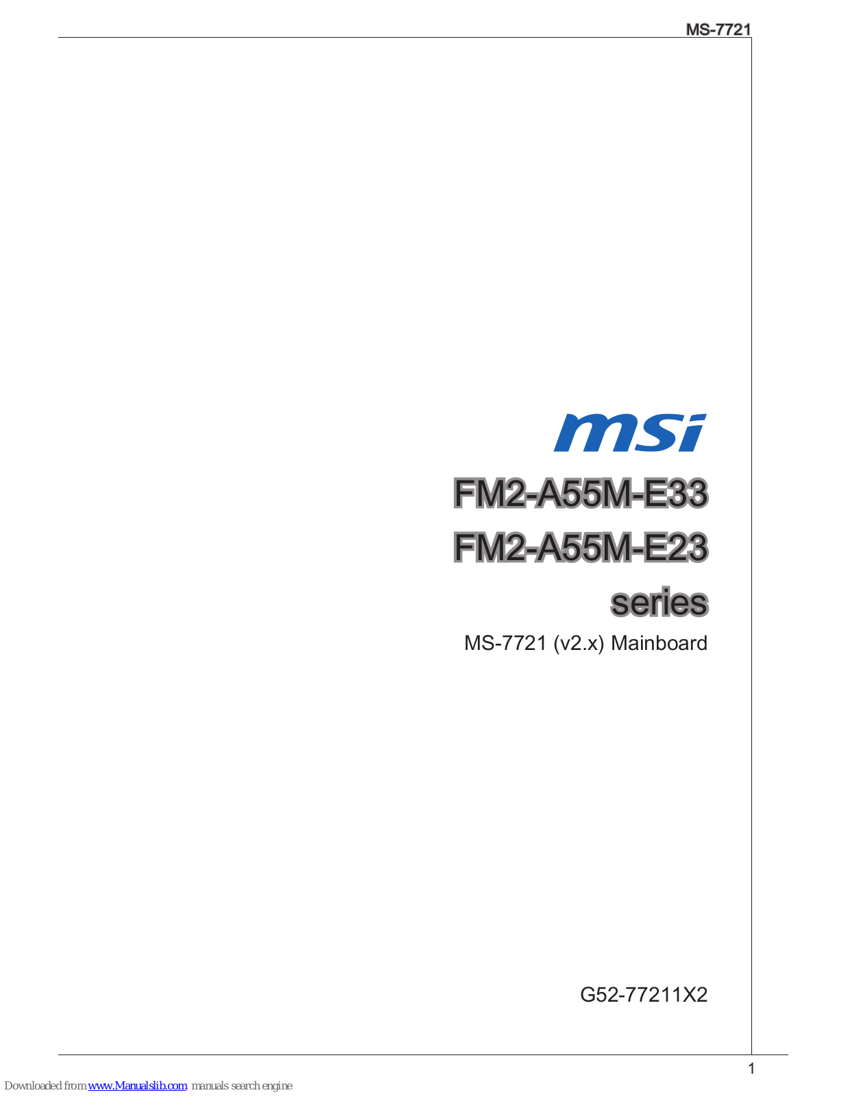 MSI FM2-A55M-E33, MS-7721 User Manual