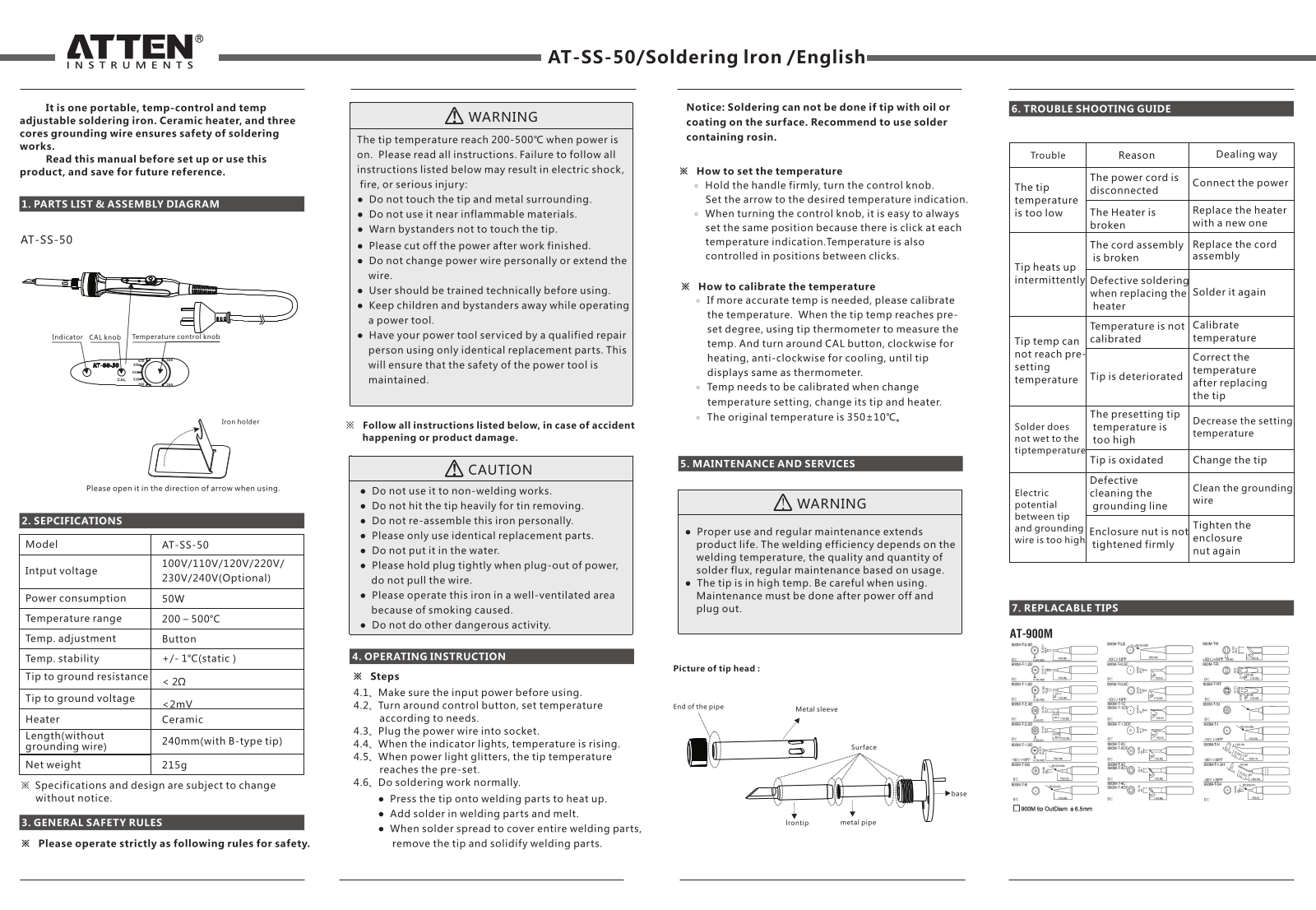 Atten AT-SS-50 User Manual