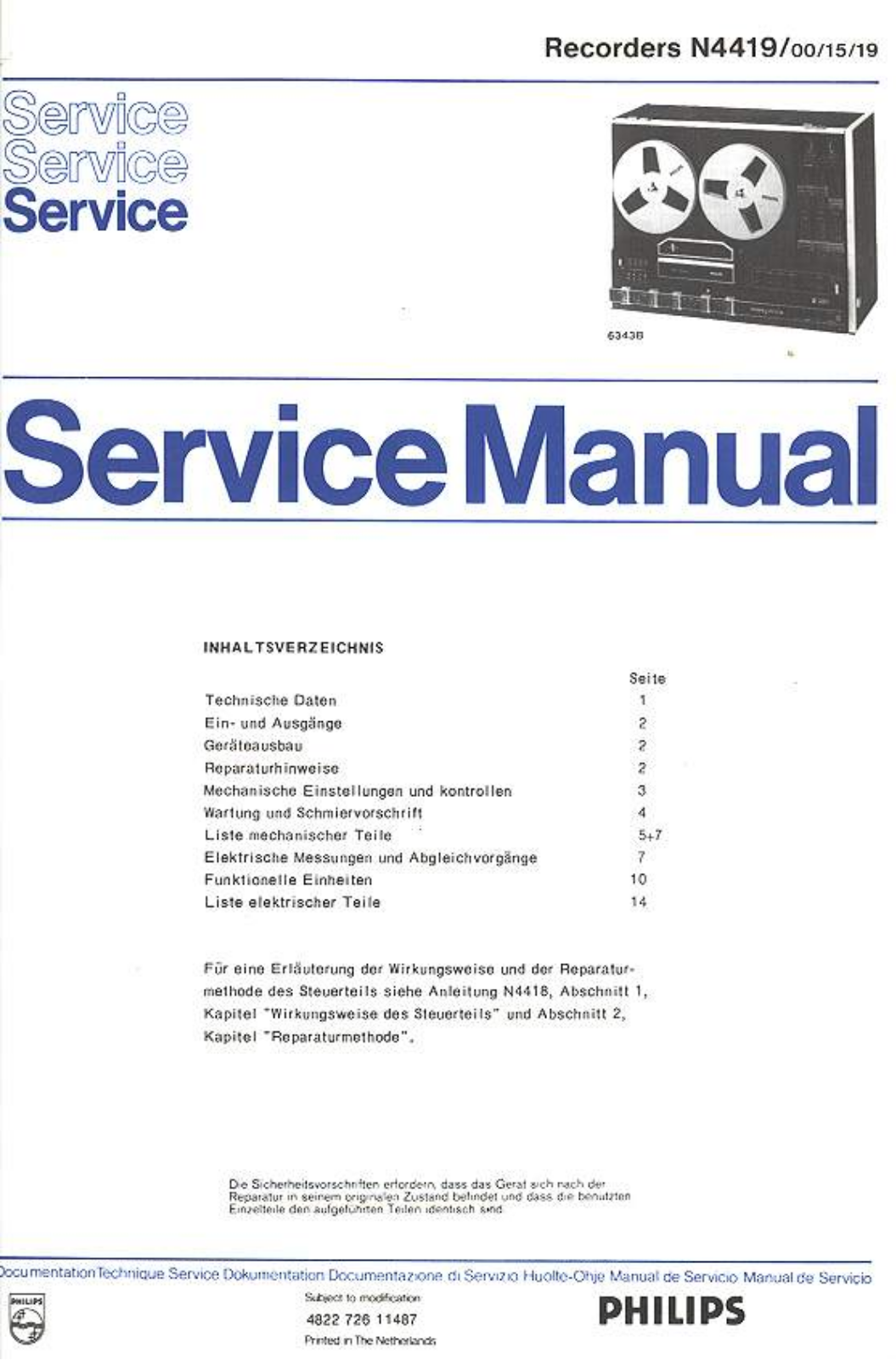 Philips N-4419 Service Manual