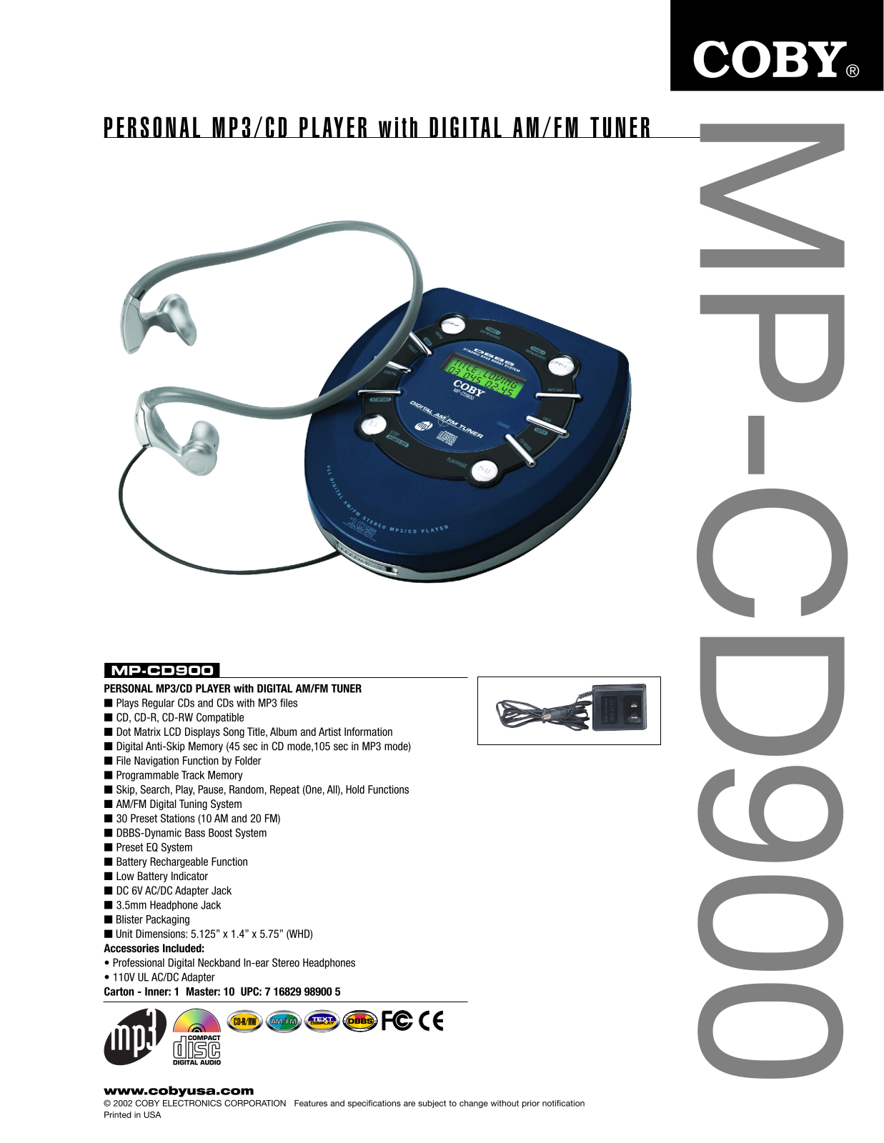 COBY electronic MPCD900 User Manual