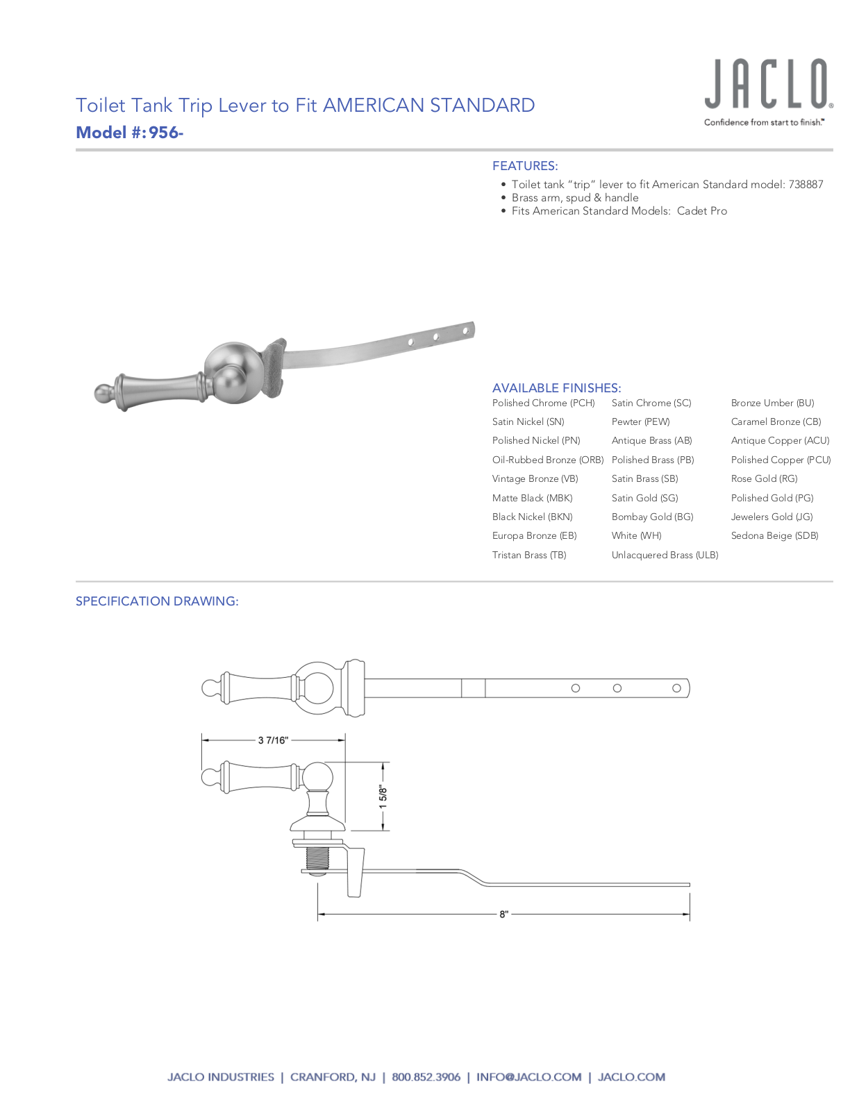 Jaclo 956 User Manual