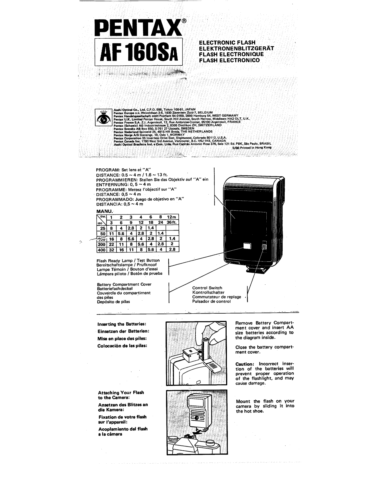 Pentax AF160Sa User Manual