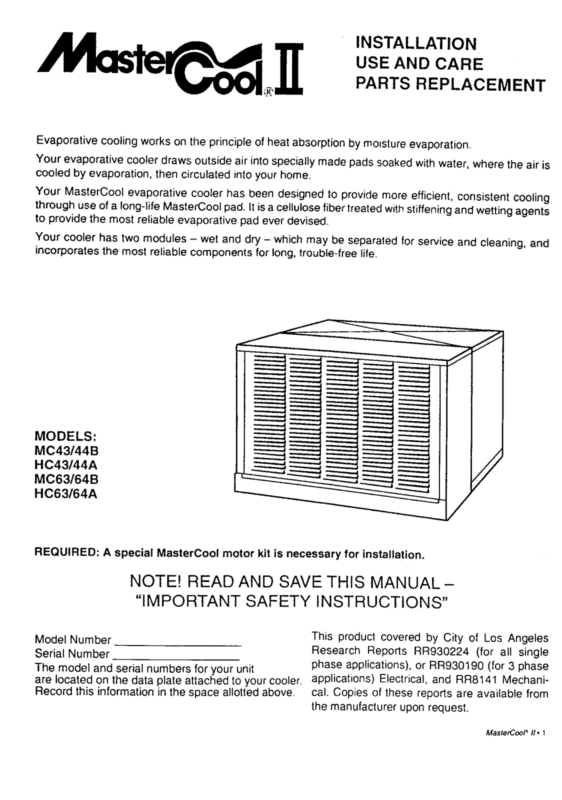 Adobe Aire MC44B, MC63B, MC63C, HC64B, HC43A Installation Guide - ManualMachine.com