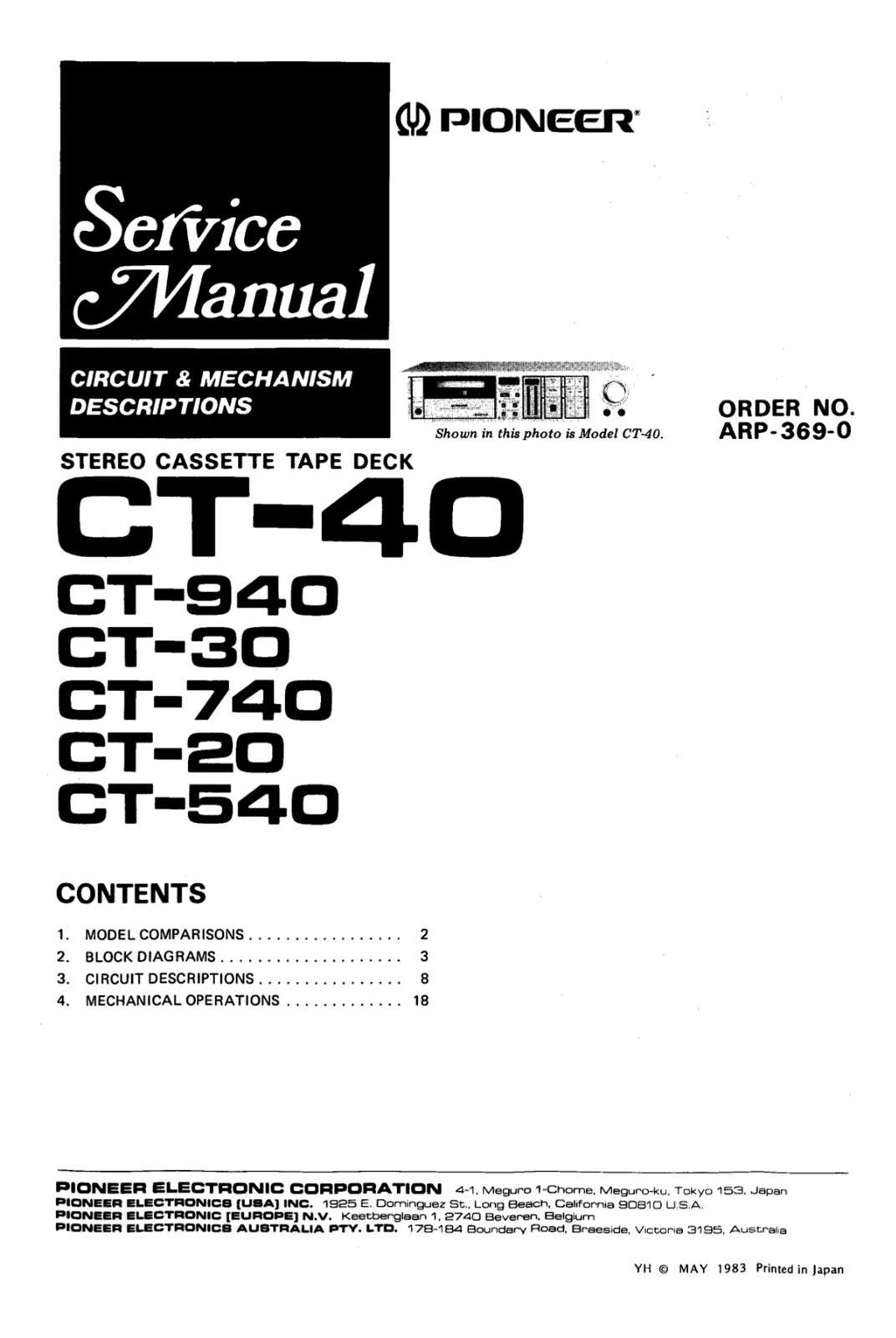 Pioneer CT-540 Service manual