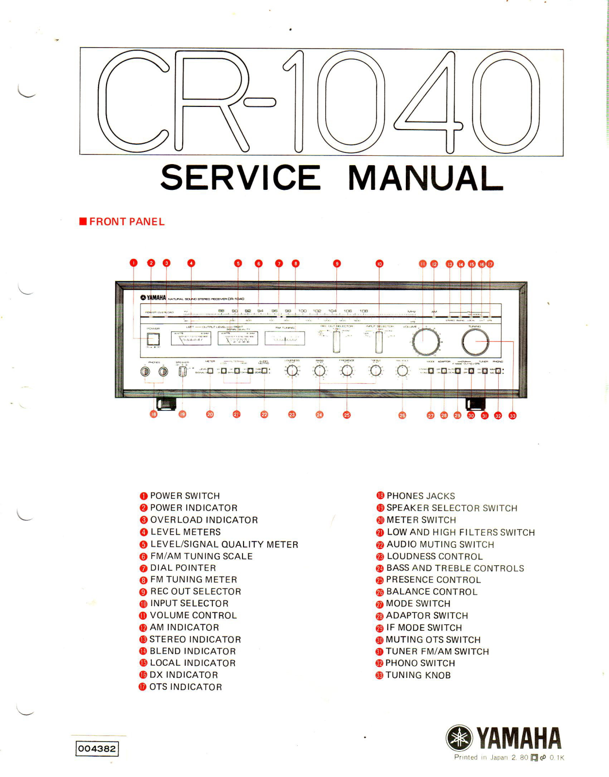 Yamaha CR-1040 Service manual